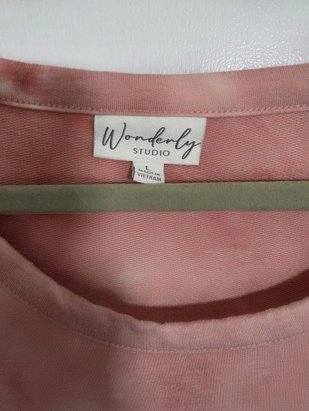 Wonderly Studio Pink Tie Dye Sleeveless Shift Dress L Crew Neck Summer Hippie